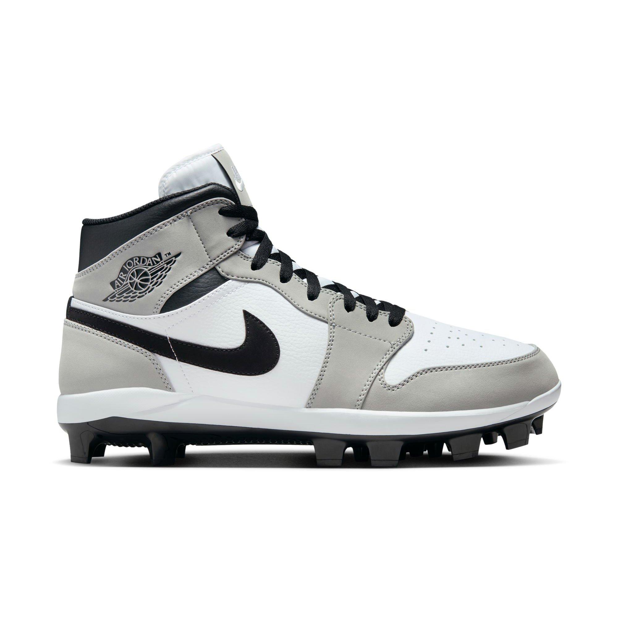 Jordan 1 Retro MCS Lt Smoke Grey Black White Men s Baseball Cleat Hibbett